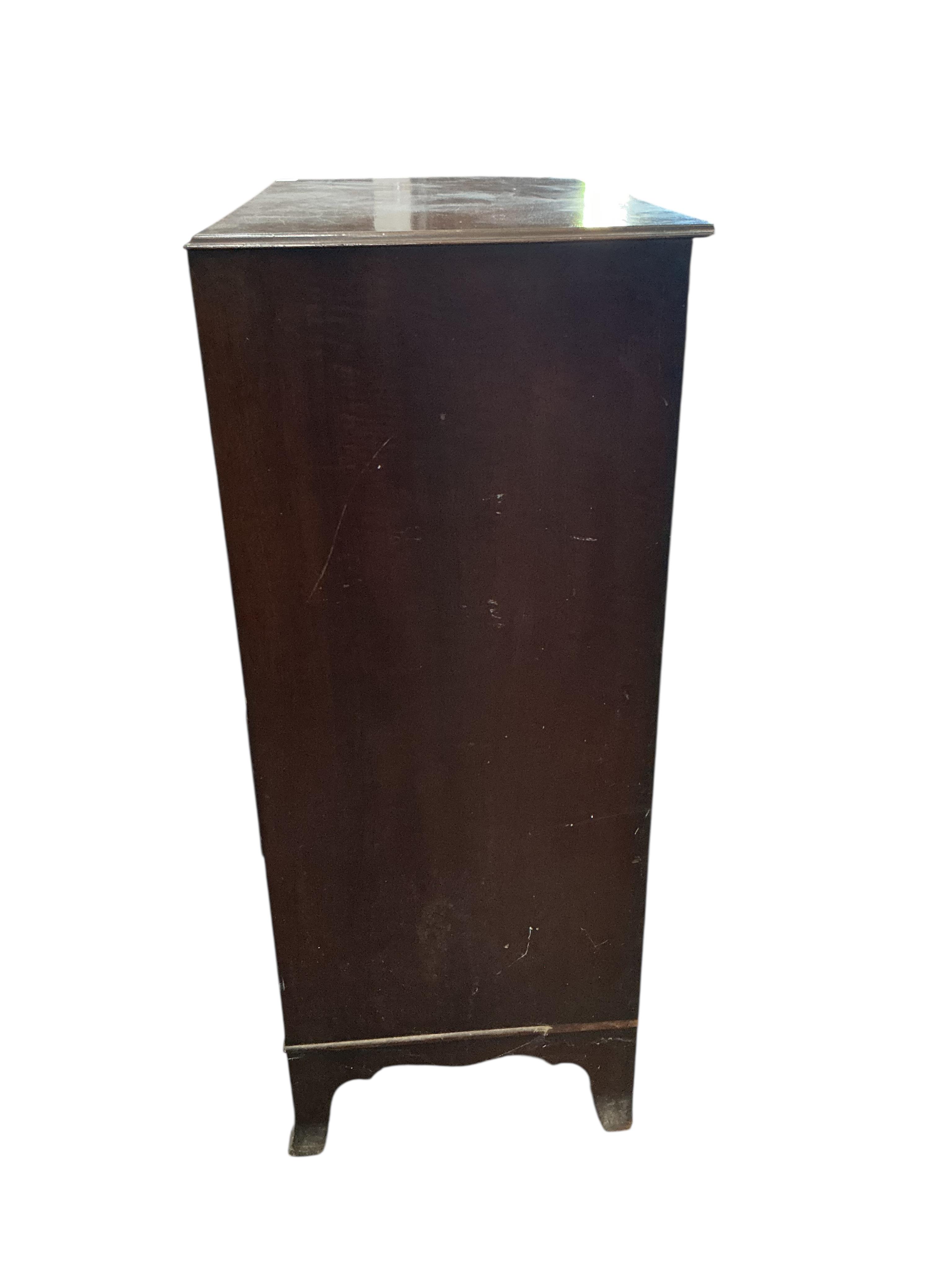 A George III style banded walnut chest, width 92cm, depth 48cm, height 119cm